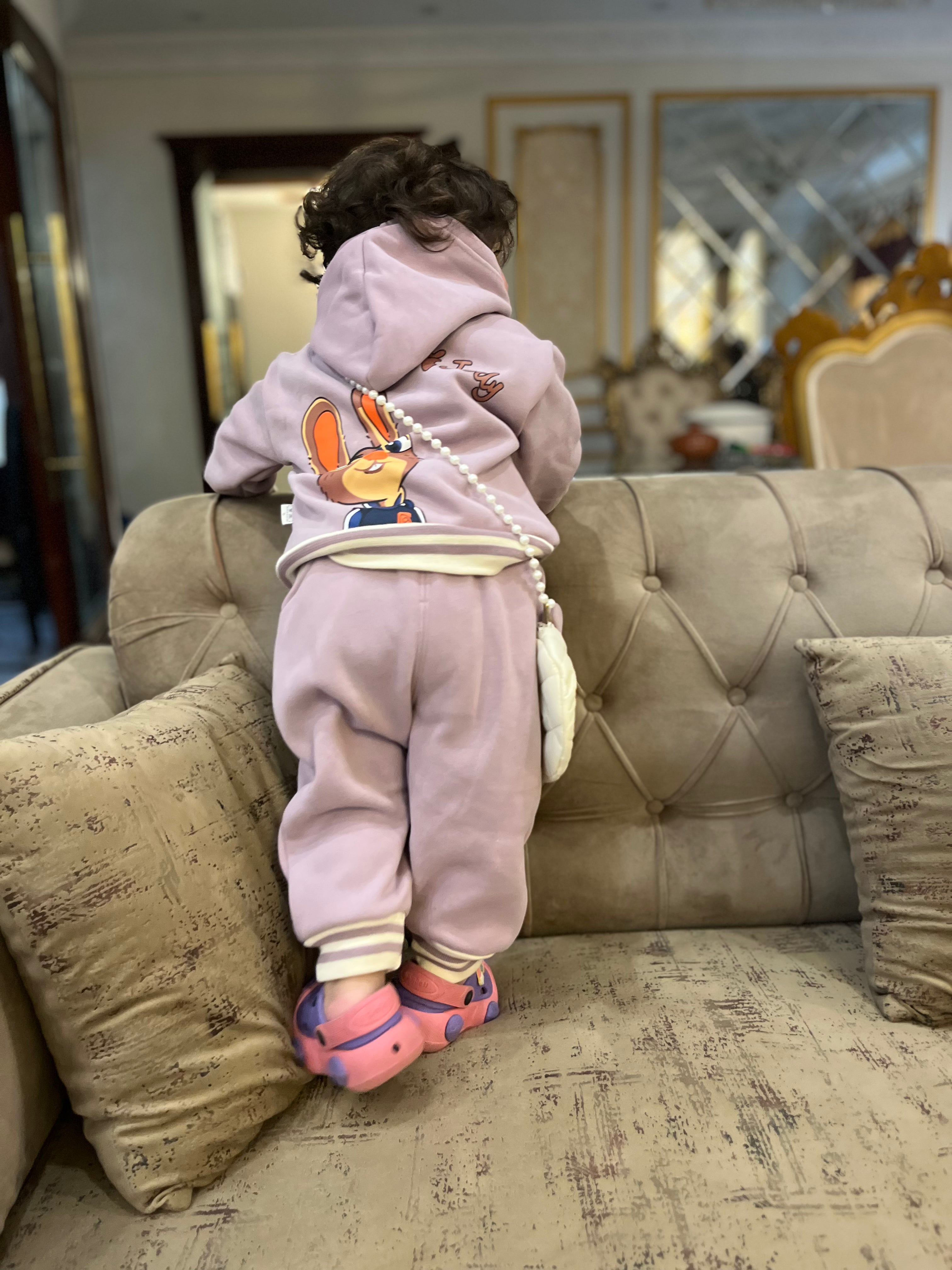 3‑Piece Girls Sleeveless Set – White & Purple with bag