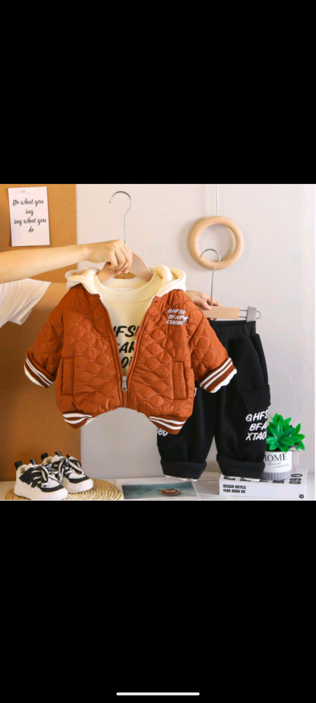 3‑Piece Boys Puffer Set – Orange & Black