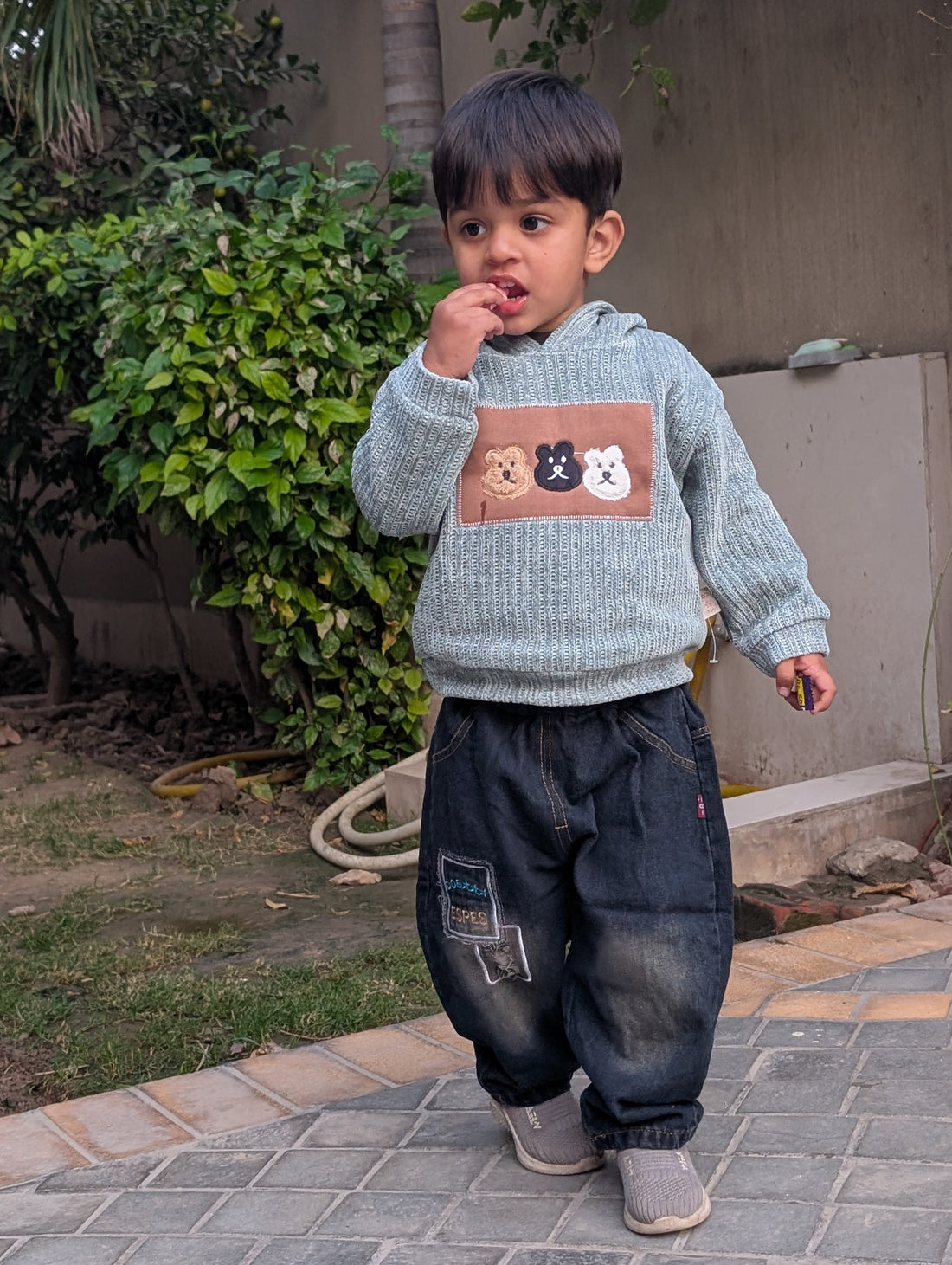 2‑Piece Hoodie Set – Green & Denim