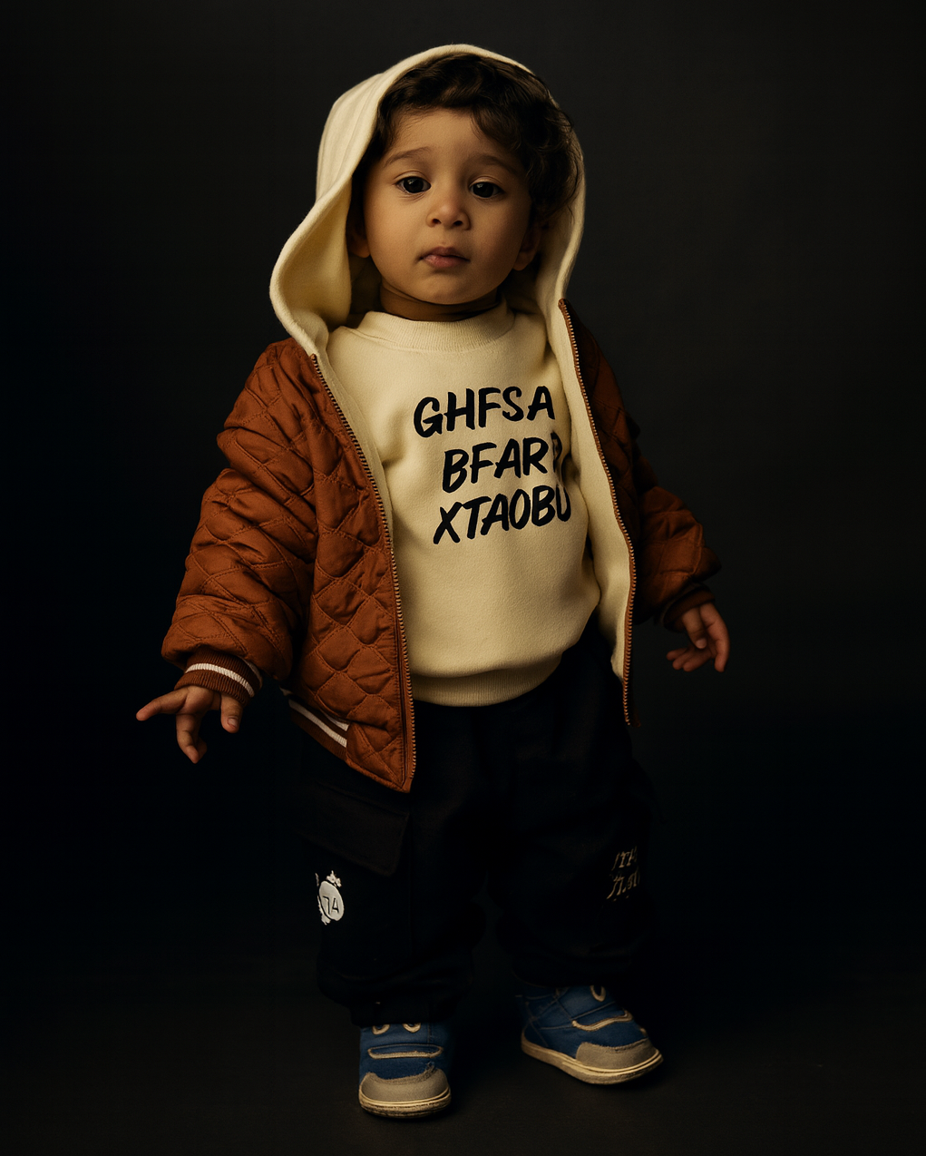 3‑Piece Boys Puffer Set – Orange & Black