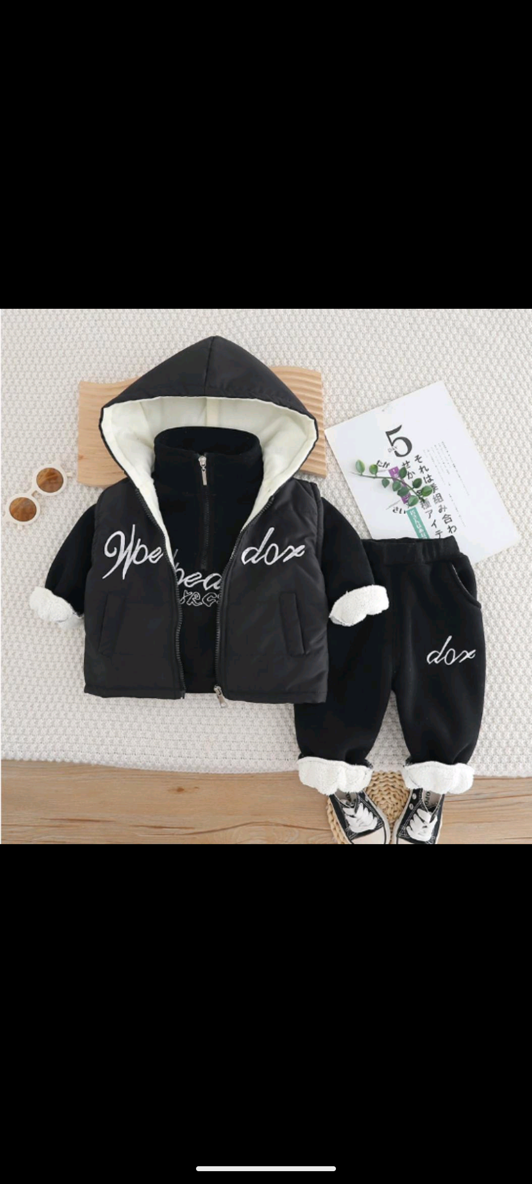 3‑Piece Boys Jacket Set – Black