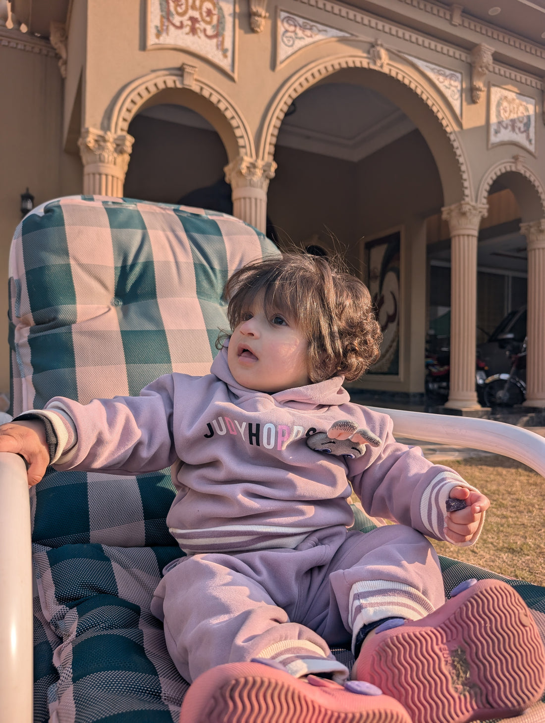 3‑Piece Girls Sleeveless Set – White & Purple with bag