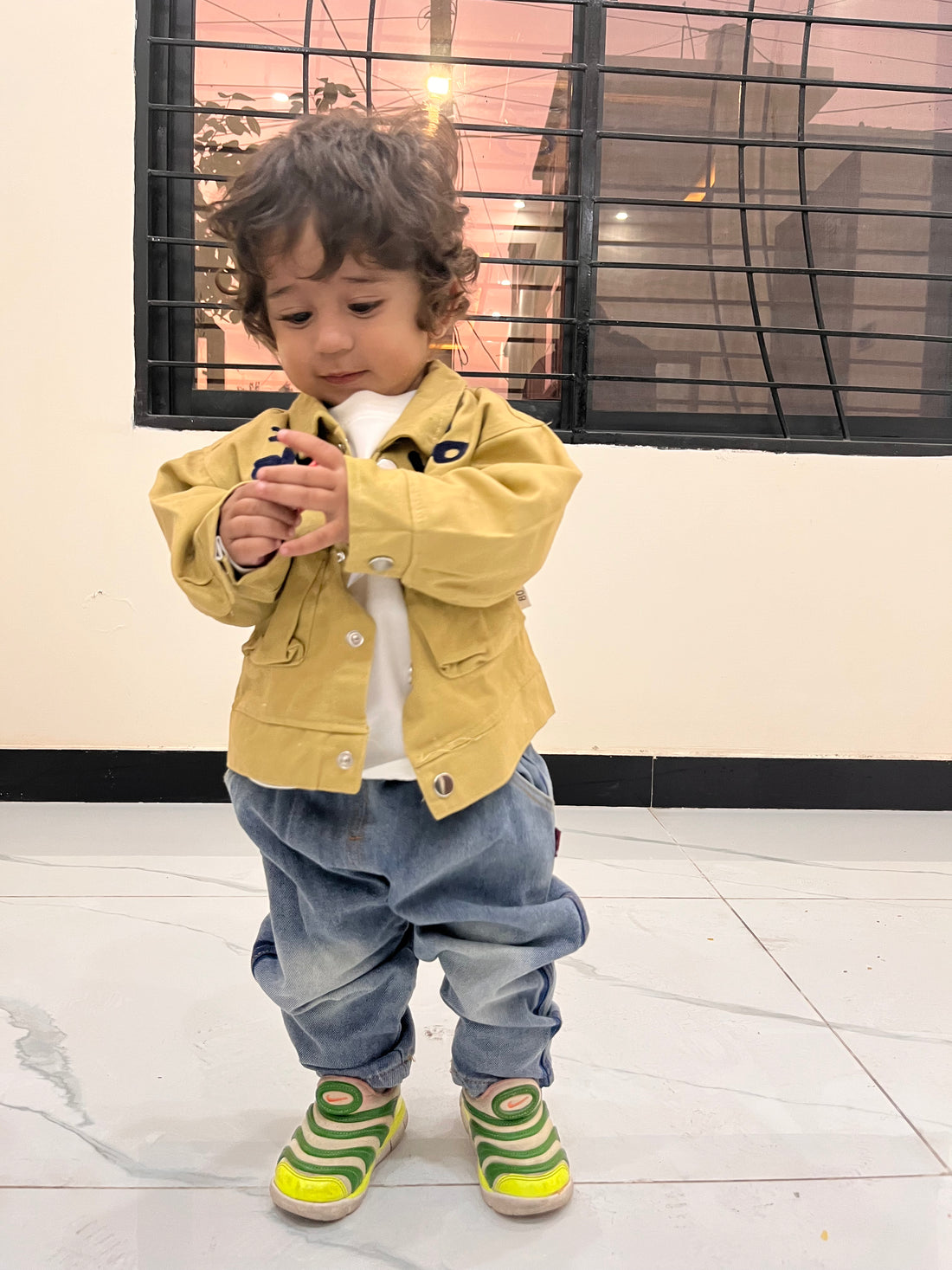 3‑Piece Boys Shirt‑Jacket Set – Denim White