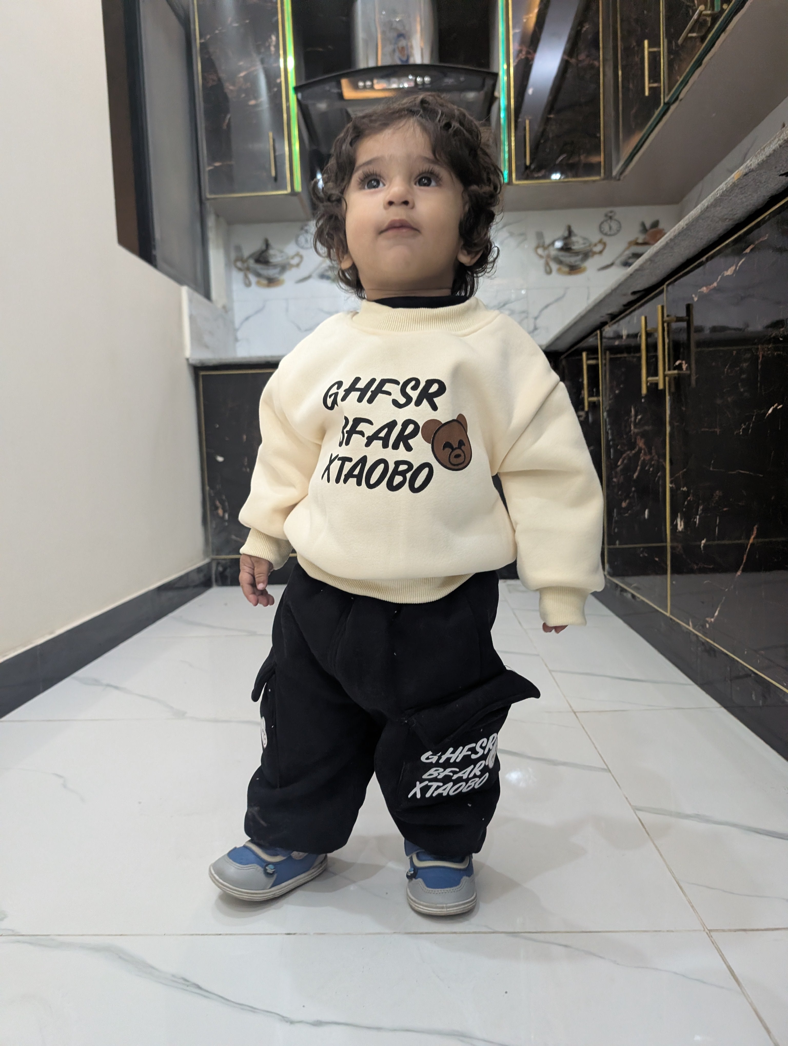 3‑Piece Boys Puffer Set – Orange & Black