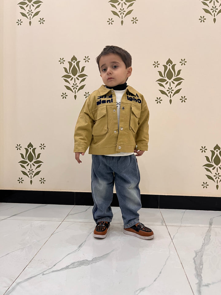 3‑Piece Boys Shirt‑Jacket Set – Denim White