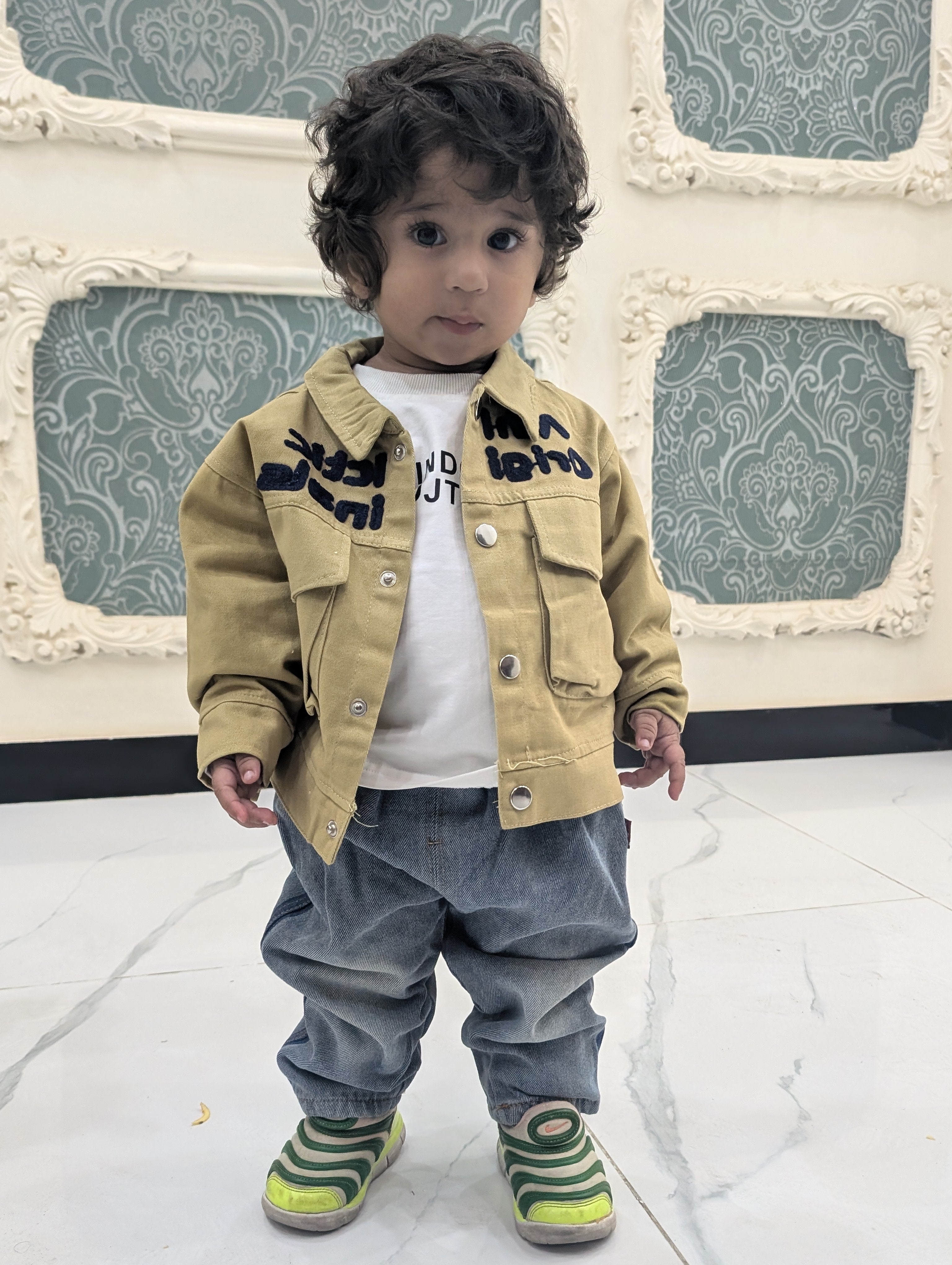 3‑Piece Boys Shirt‑Jacket Set – Denim White