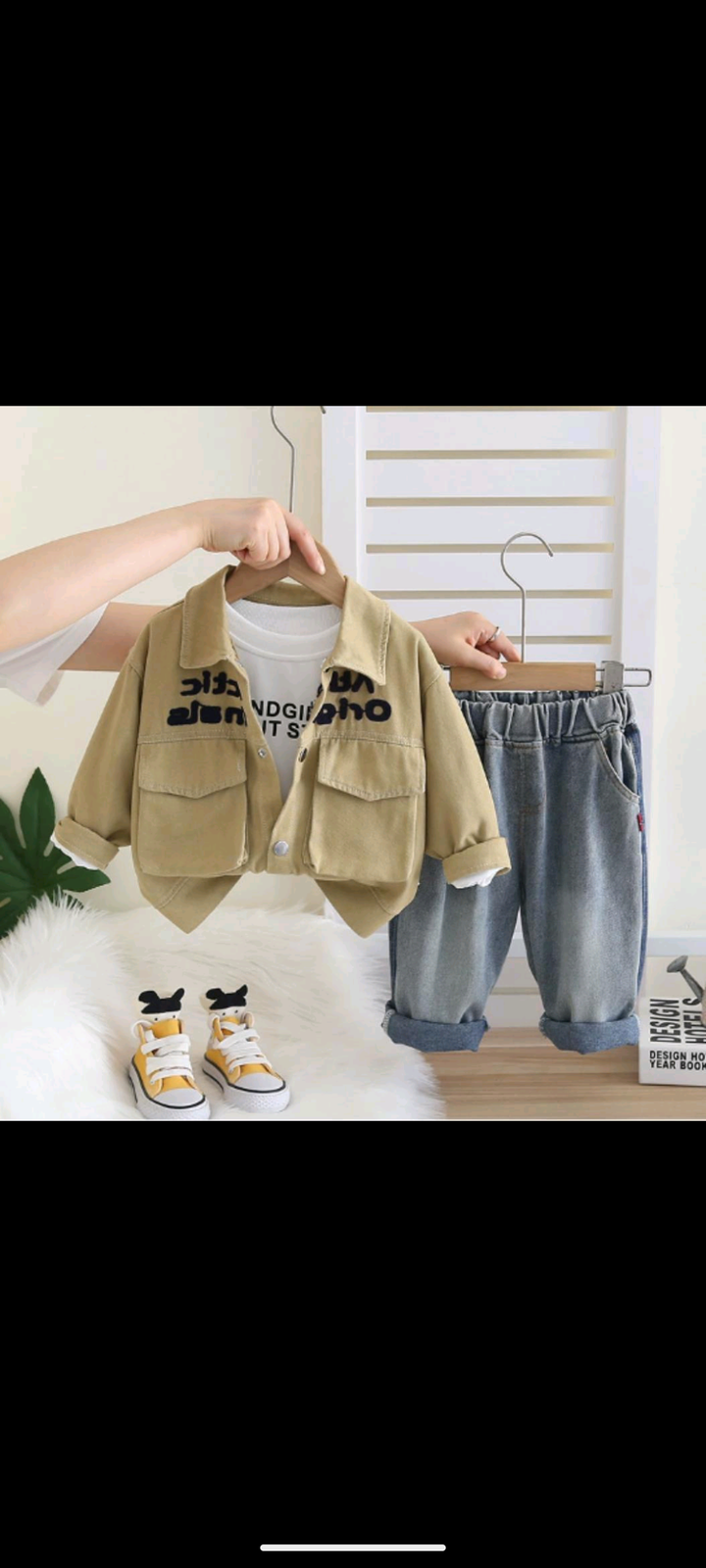 3‑Piece Boys Shirt‑Jacket Set – Denim White