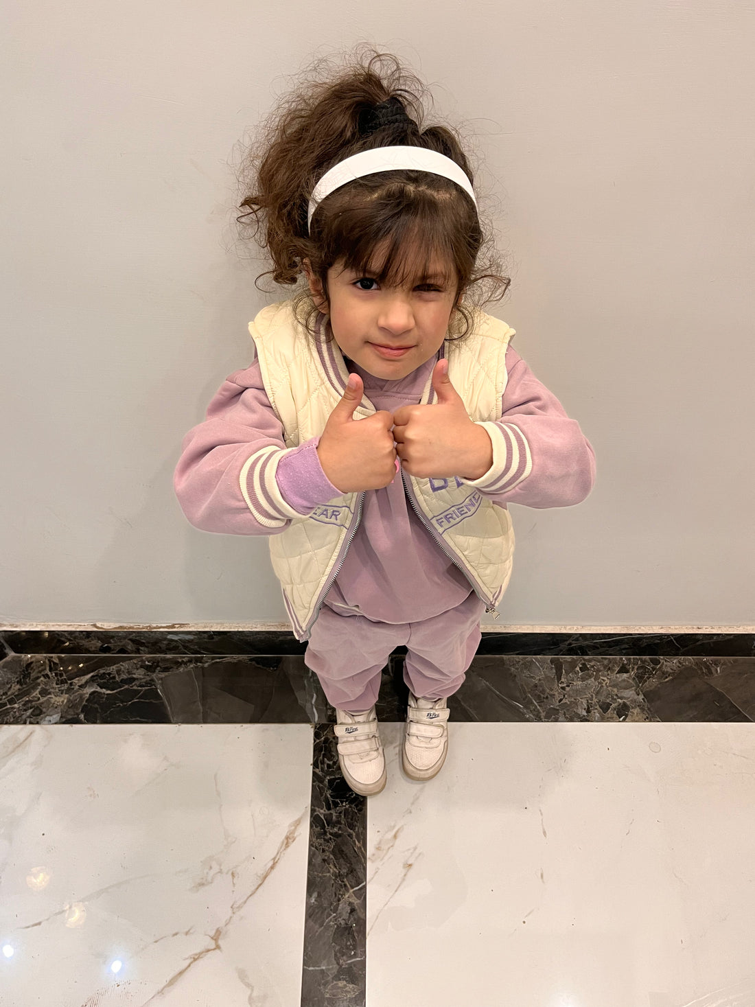 3‑Piece Girls Sleeveless Set – White & Purple with bag