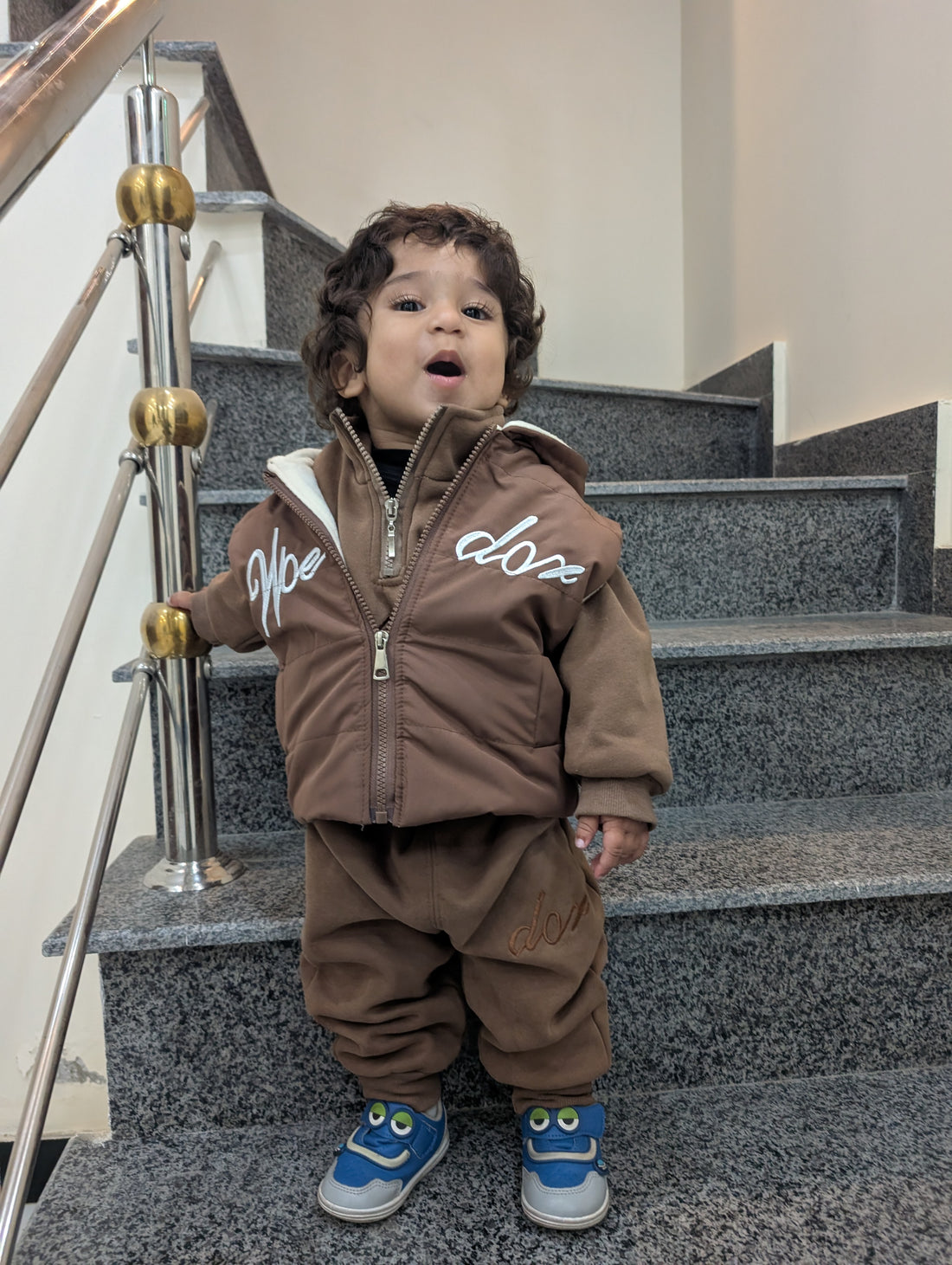 3‑Piece Boys Jacket Set – Brown