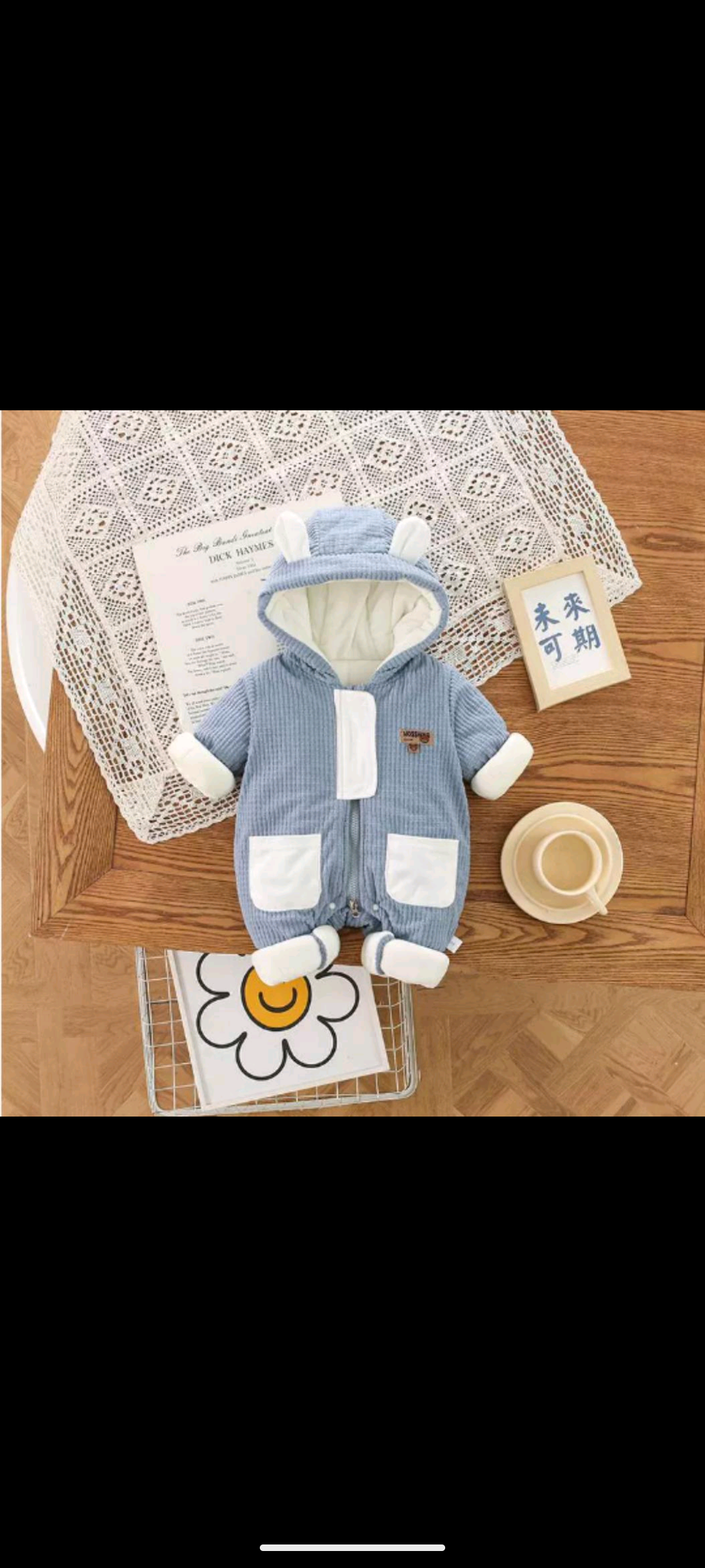 Organic Cotton double zip Romper – Blue