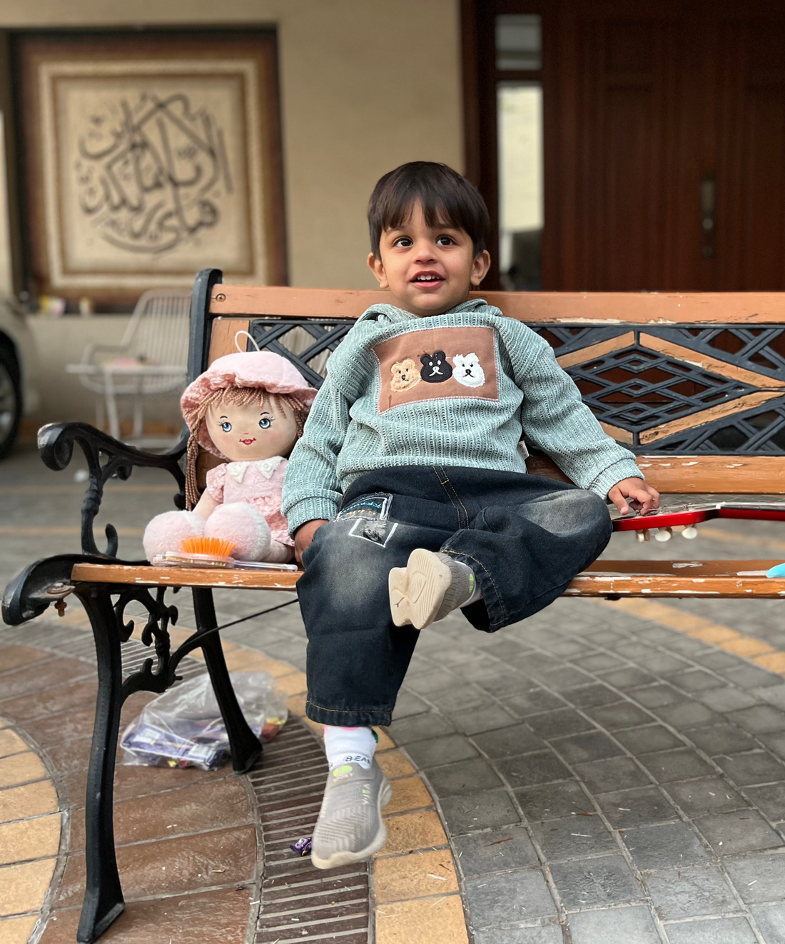 2‑Piece Hoodie Set – Green & Denim