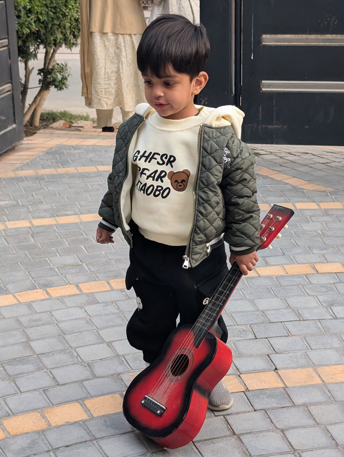 3‑Piece Boys Puffer Set – Green & Black