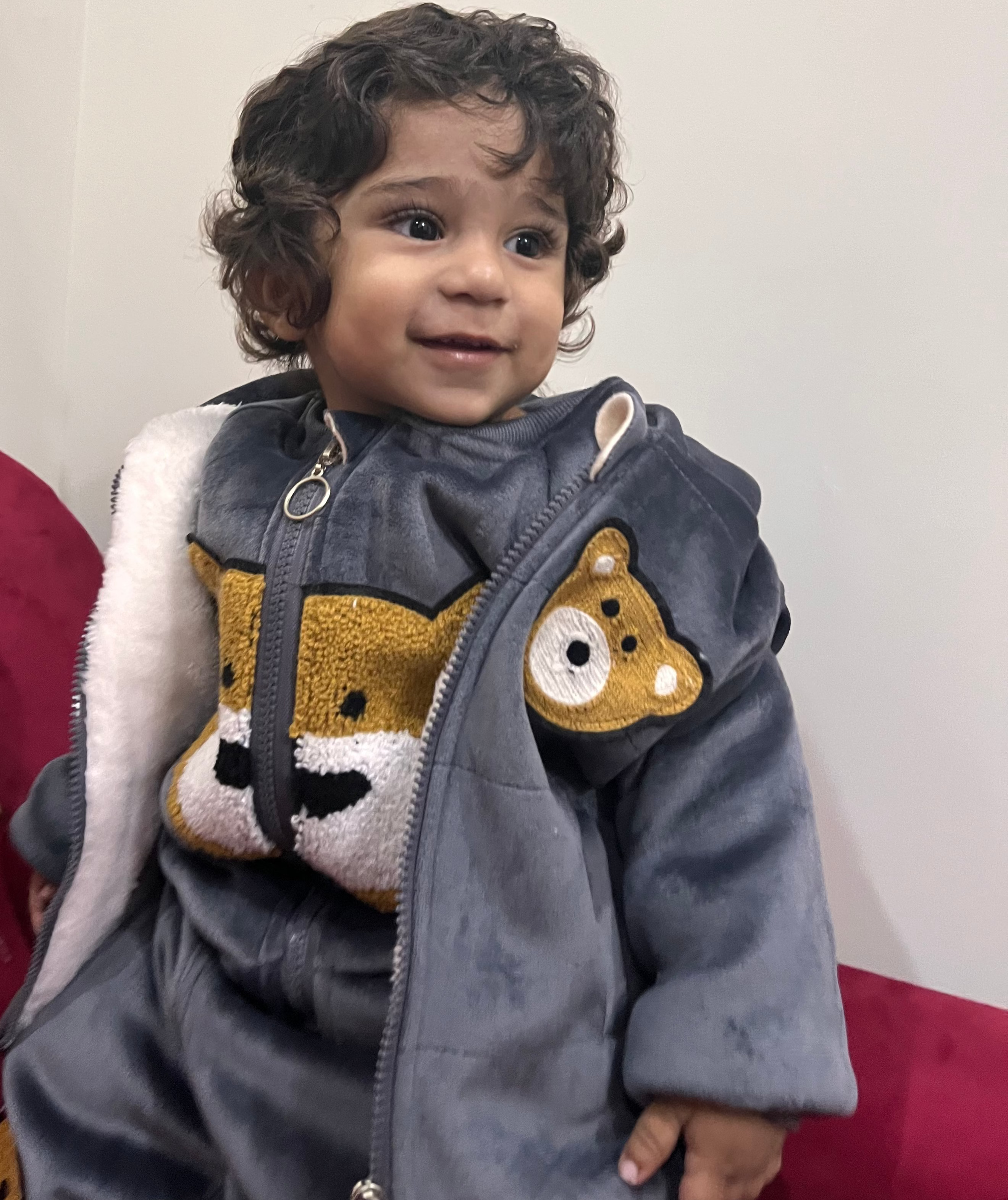 3‑Piece Boys Panda Sleeveless Set fur like– Greyish Black