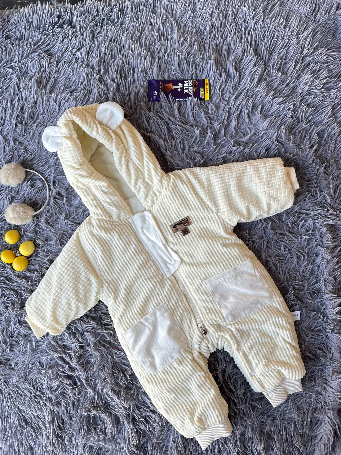Organic Cotton double zip Romper – White