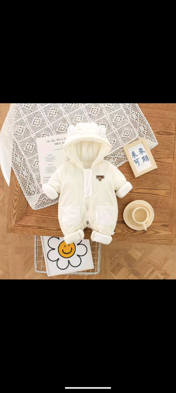 Organic Cotton double zip Romper – White