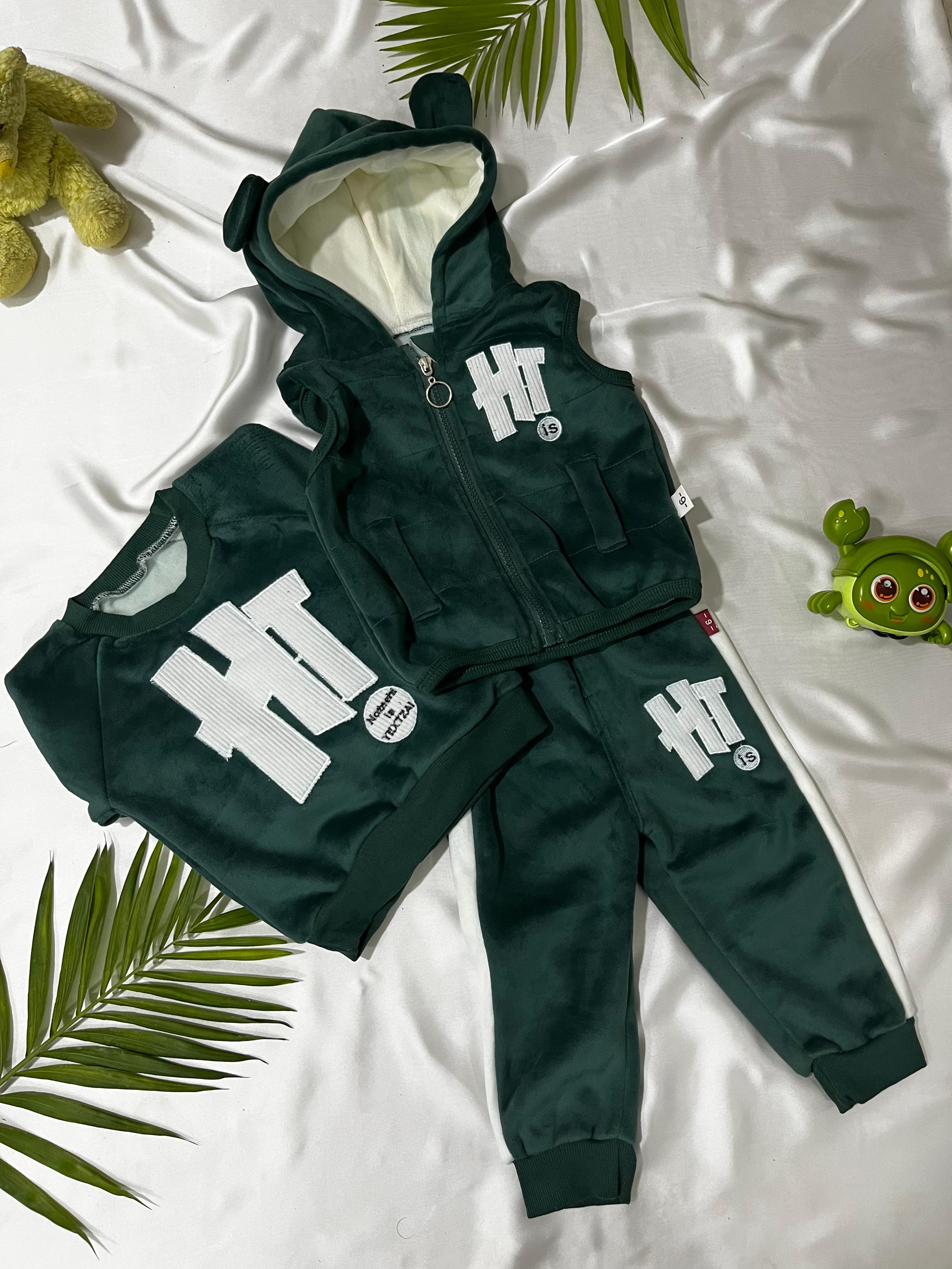 3‑Piece Boys Sleeveless Set – Green