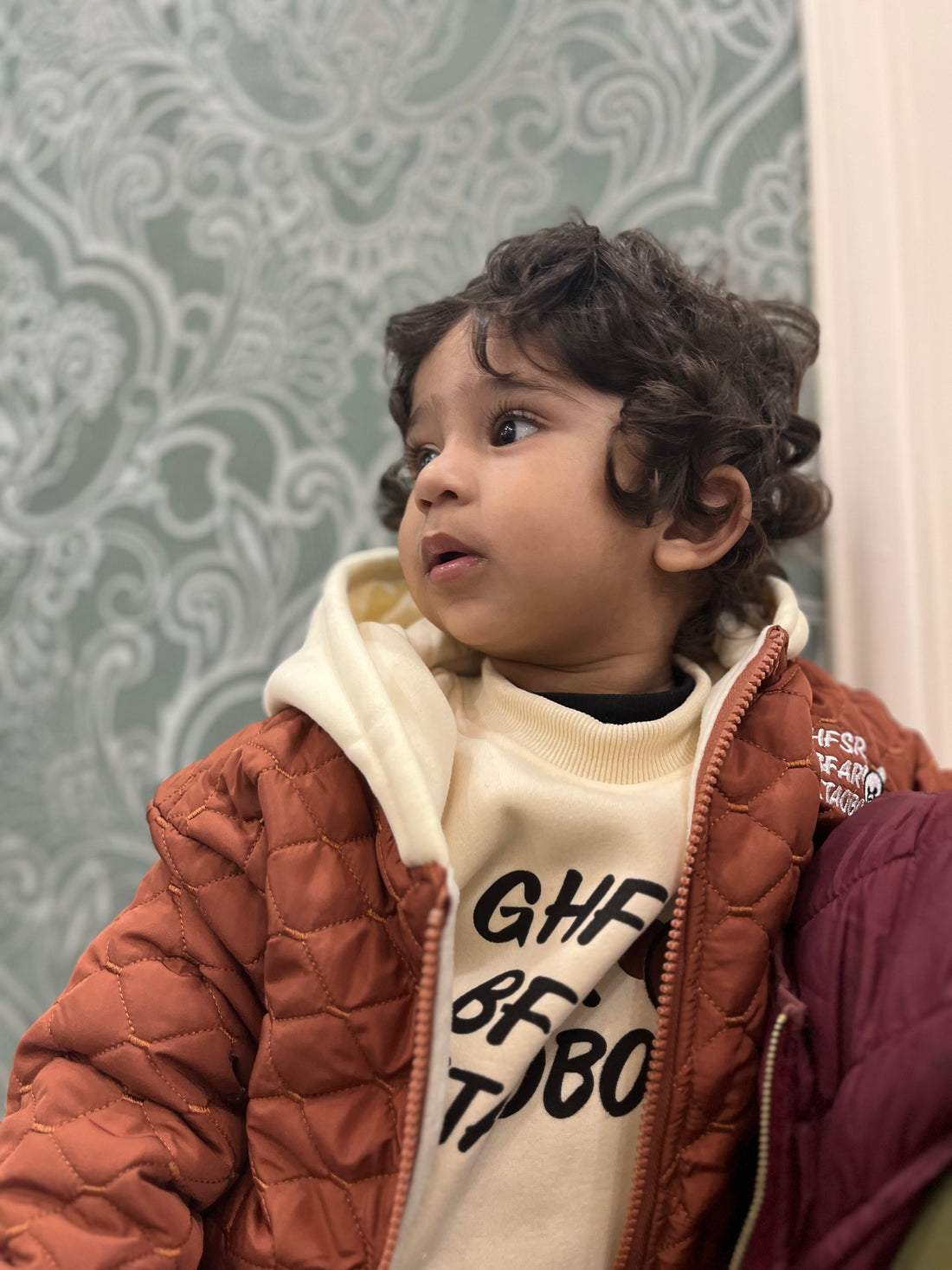 3‑Piece Boys Puffer Set – Orange & Black