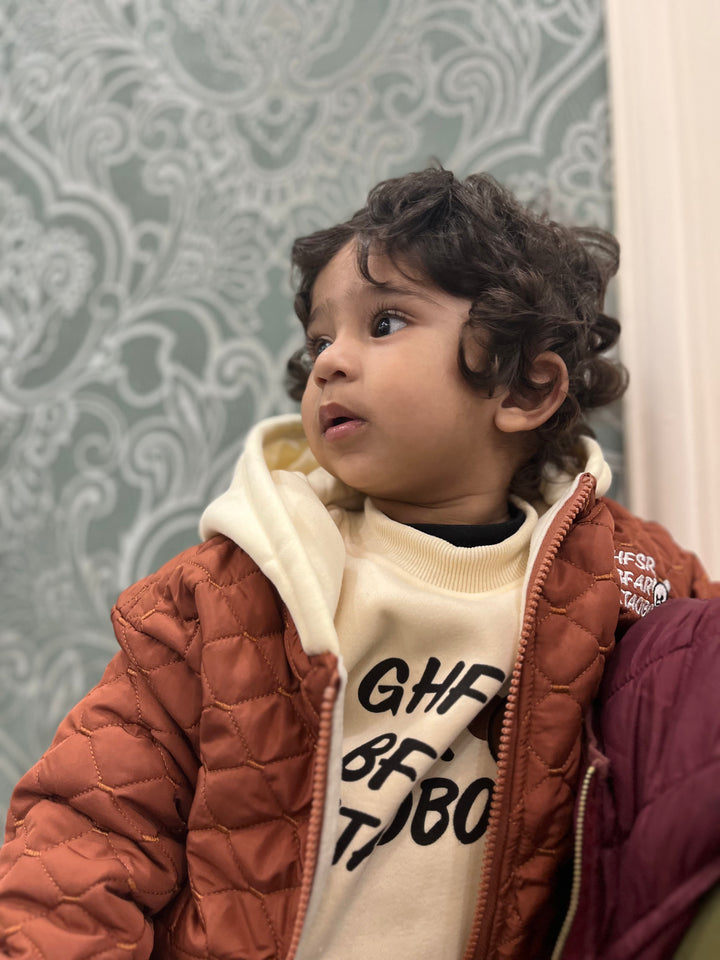 3‑Piece Boys Puffer Set – Orange & Black