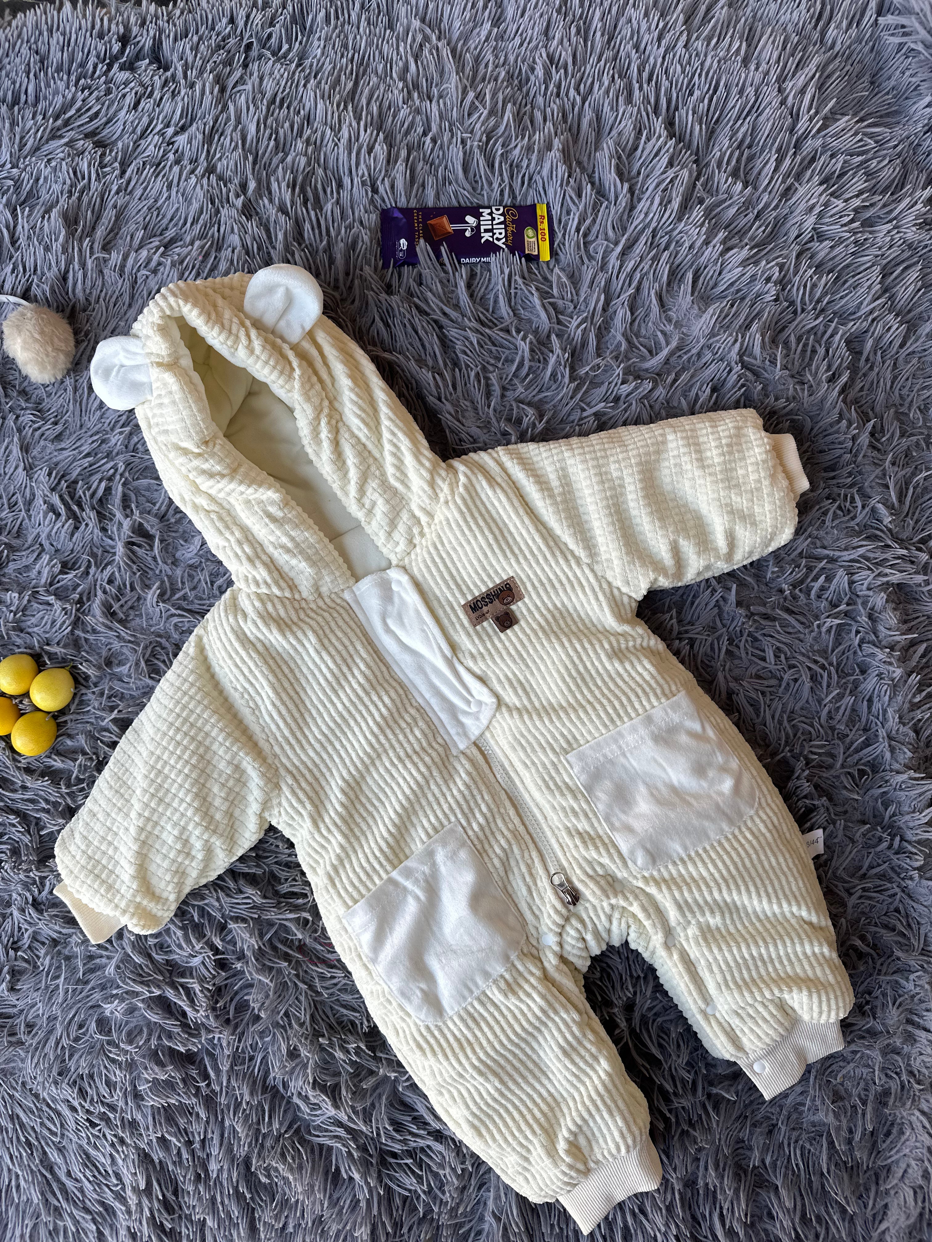 Organic Cotton double zip Romper – White