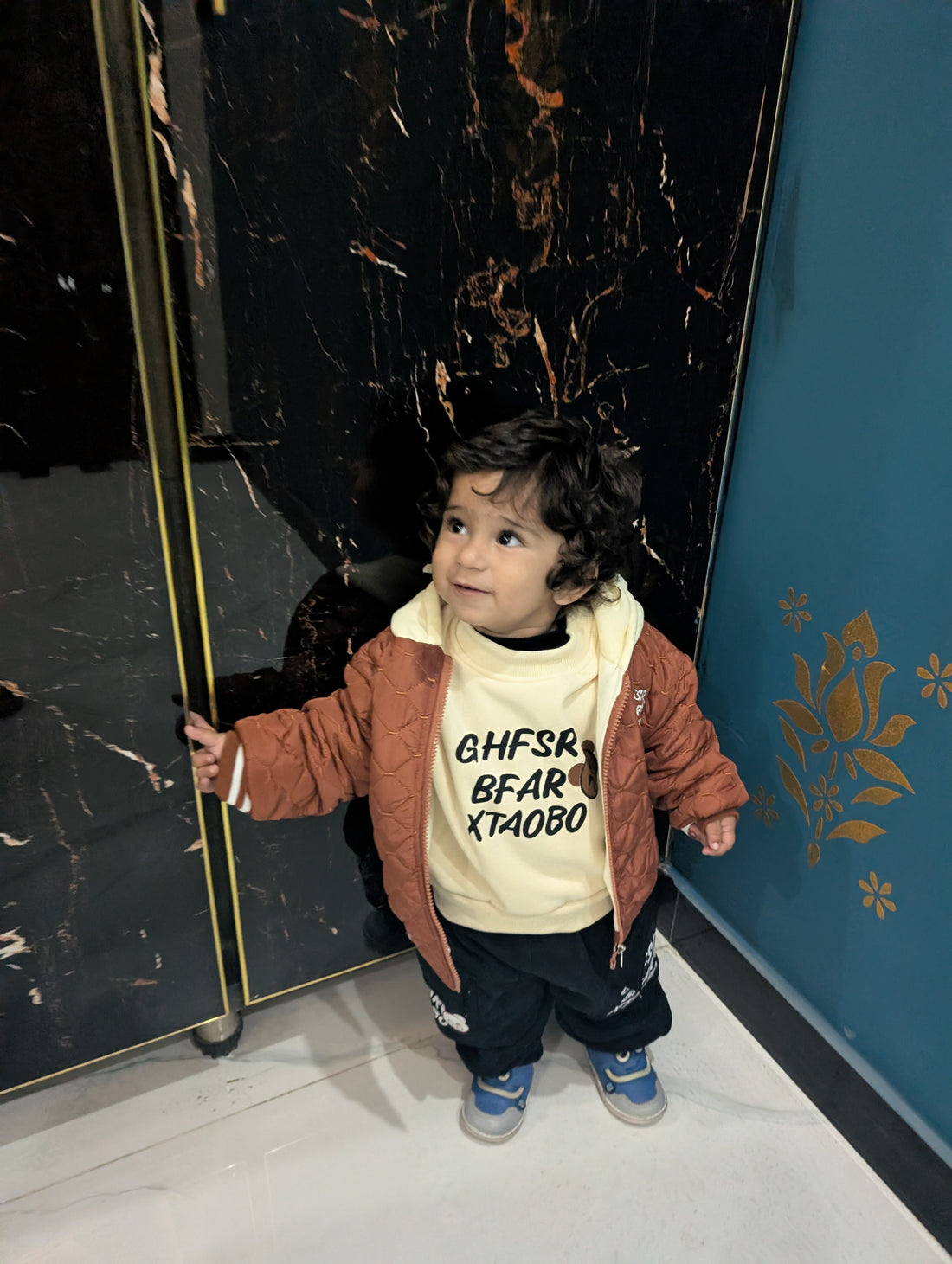 3‑Piece Boys Puffer Set – Orange & Black